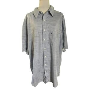 Izod Men 2XL Saltwater Relaxed Classic‎ Blue White Striped Cotton Short Sleeves